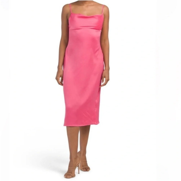 WeWoreWhat NEW 90's Inspired Coquette Indie Sleeze Pink Midi Slip Dress Size 2 - Picture 5 of 11